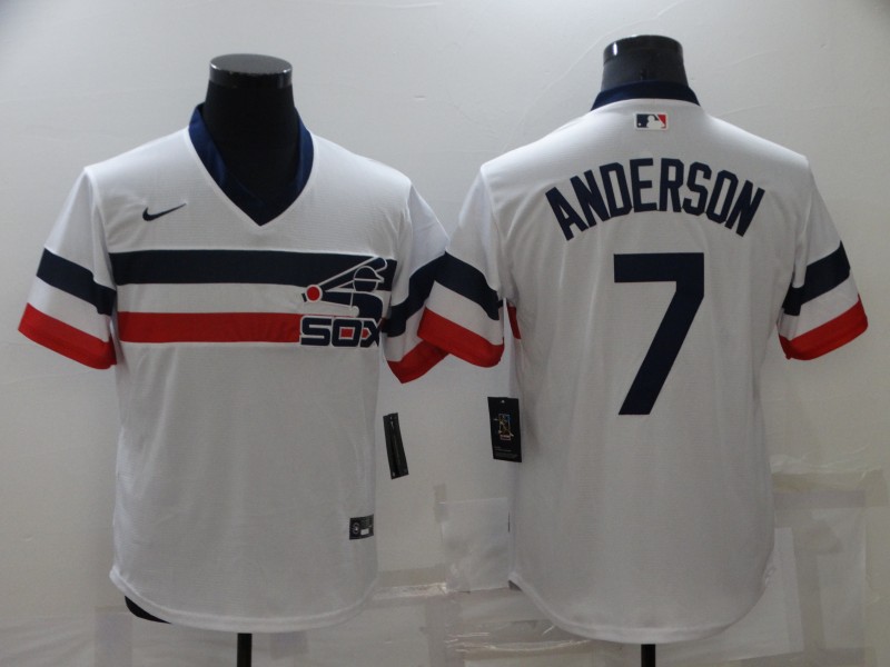 2021 Men Chicago White Sox #7 Anderson white Nike throwback MLB Jersey